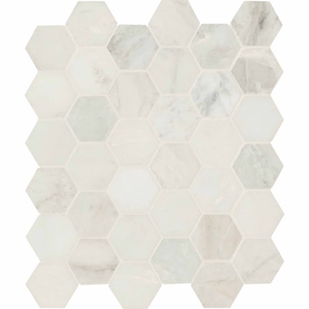 Arabescato Venato White SAMPLE Hexagon Honed Marble Mosaic Tile -  MSI, ZOR-MD-0381-SAM